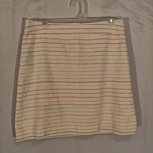 Loft Petites Ladies Size 8 Petite Pink Grey Bronze White Lined Short Skirt